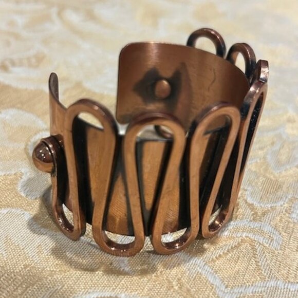 RENOIR Rondele Copper Modernist CUFF BRACELET - Picture 1 of 8